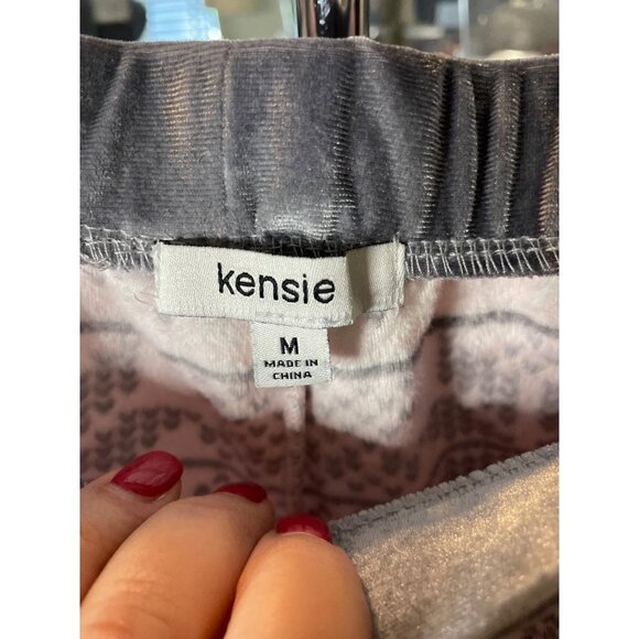 Kensie Pink Gray Cozy Soft Pull On Pajama Pants and Top Set Sz M - Picture 7 of 12